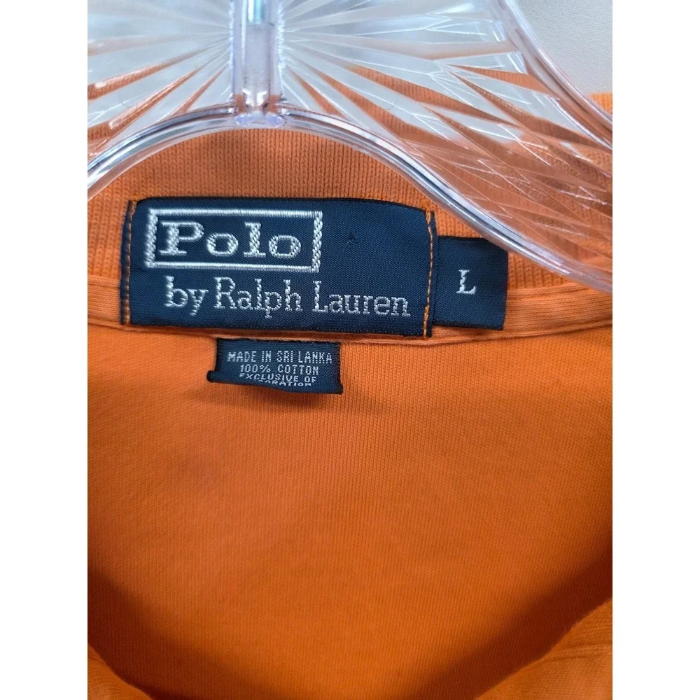 Polo Ralph Lauren Mens‎ L Orange Short Sleeve Cotton Pique Polo Shirt Teal Pony